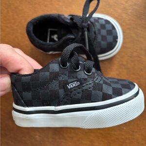 Vans Kids Black and Gray Checkered Sneakers